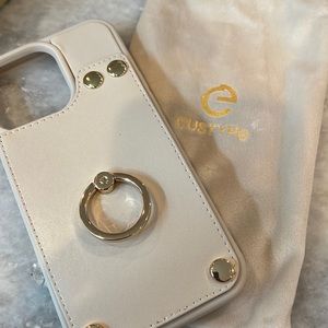 Beige iPhone 14 pro max case with accordion wallet